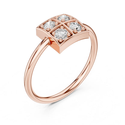 Round Lab Grown Diamond Cluster Engagement Ring
