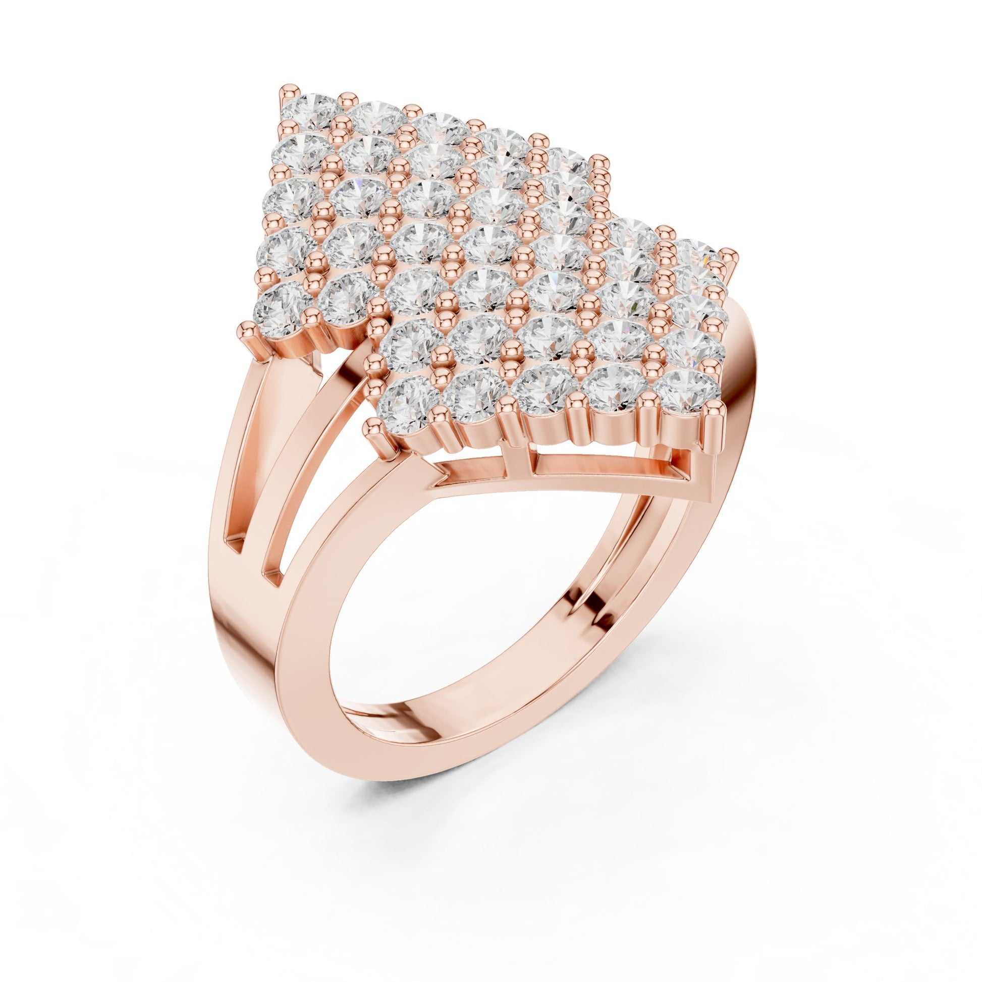 Round Lab Grown Diamond Cluster Engagement Ring
