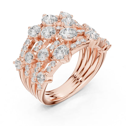 Round Lab Grown Diamond Cluster Engagement Ring