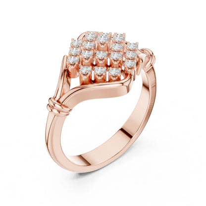 Round Lab Grown Diamond Cluster Engagement Ring