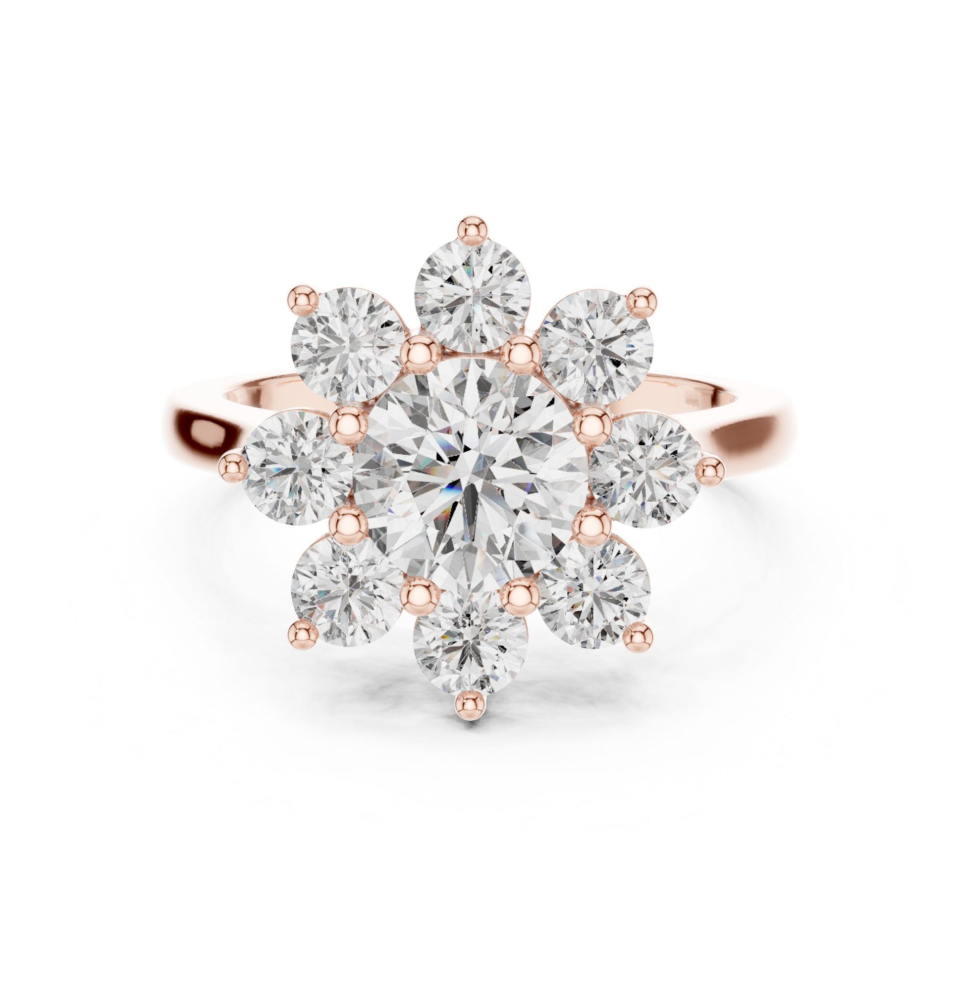 Round Lab Grown Diamond Cluster Engagement Ring