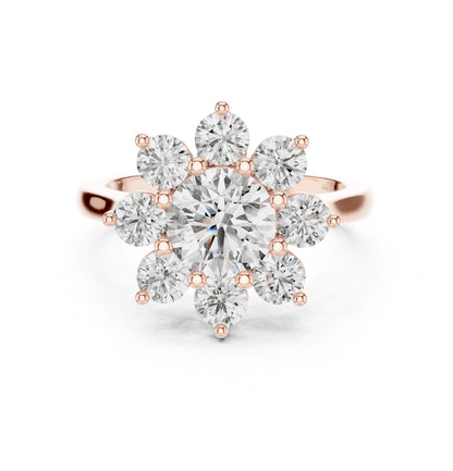 Round Lab Grown Diamond Cluster Engagement Ring