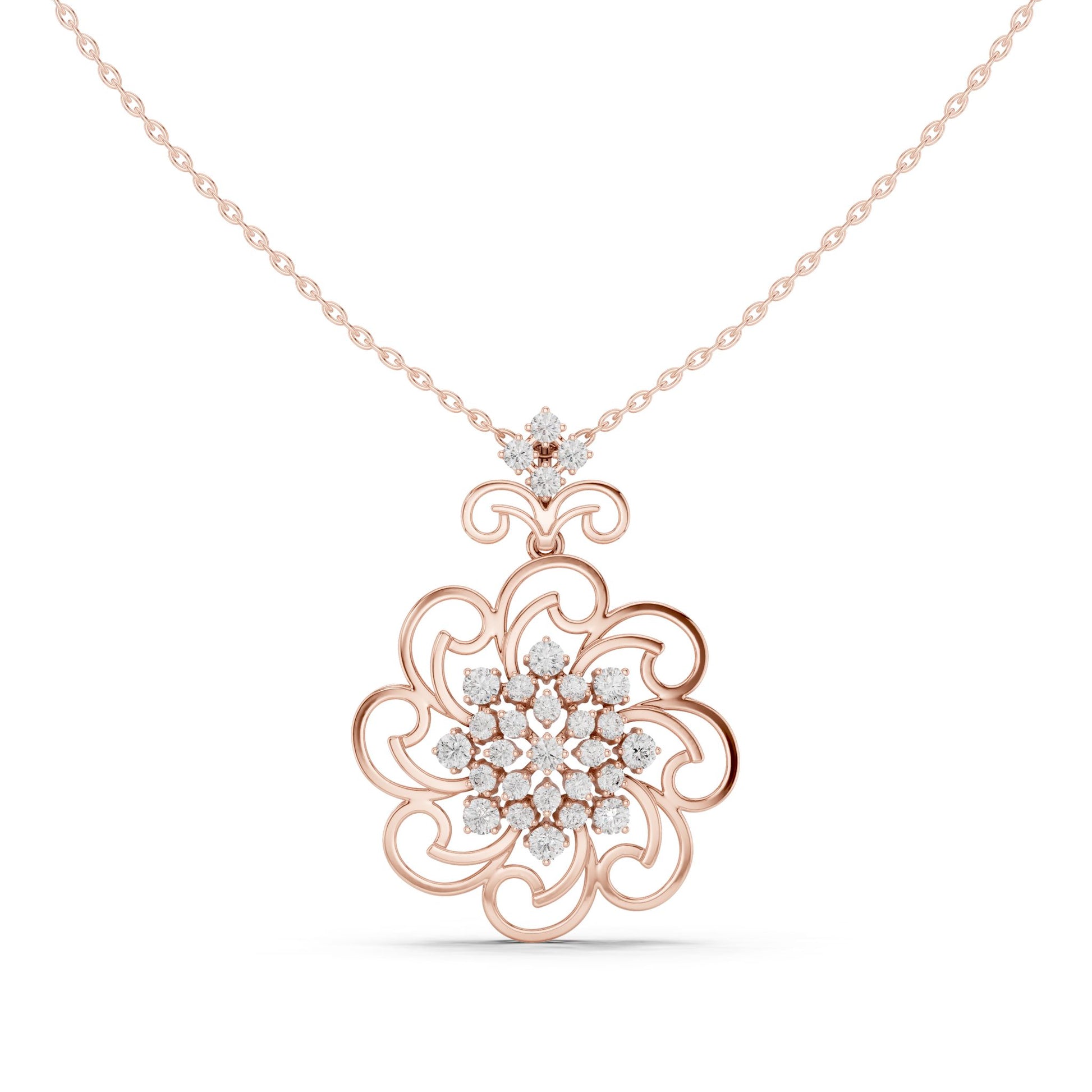 Round Lab Grown Diamond Cluster Pendant