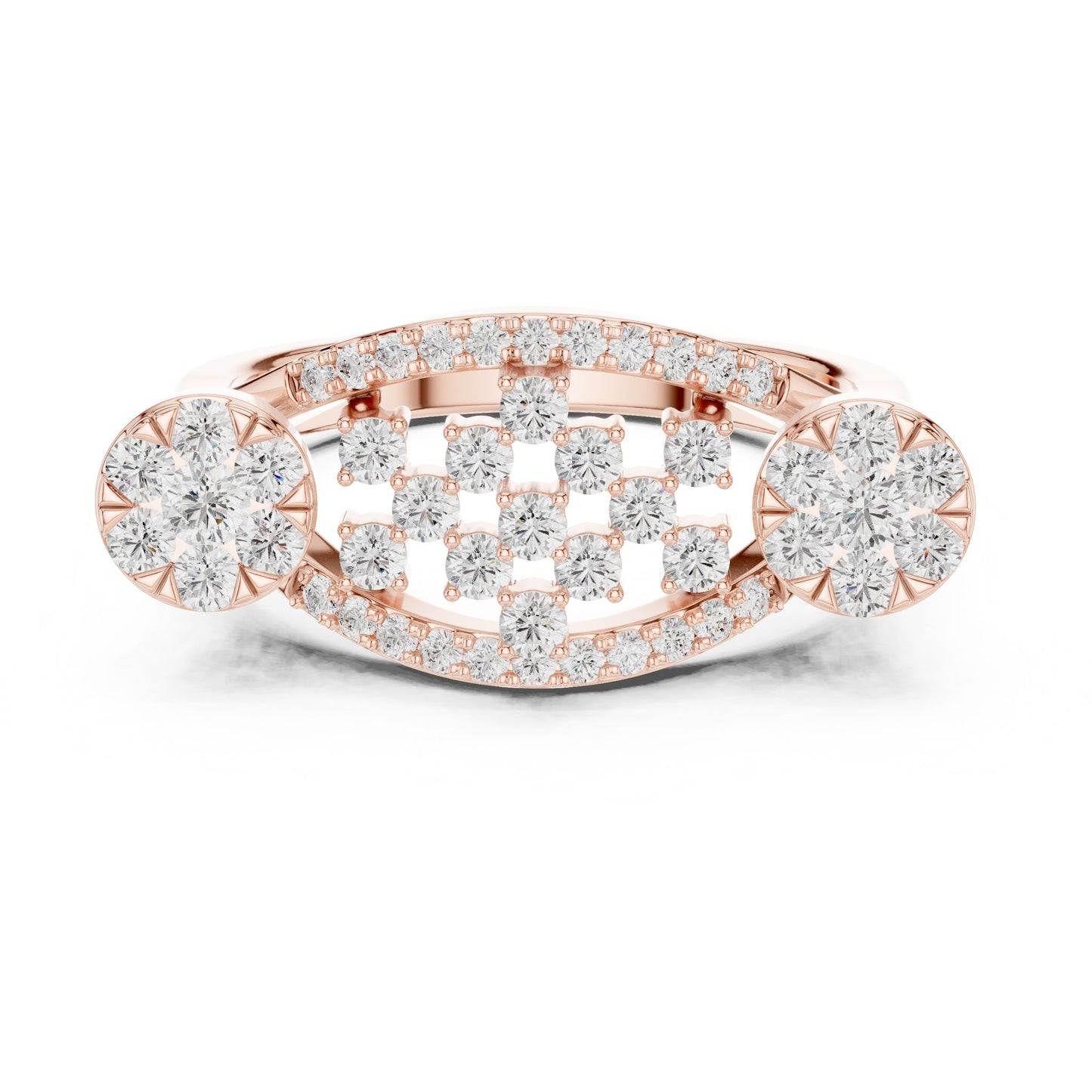 Round Lab Grown Diamond Cluster Engagement Ring