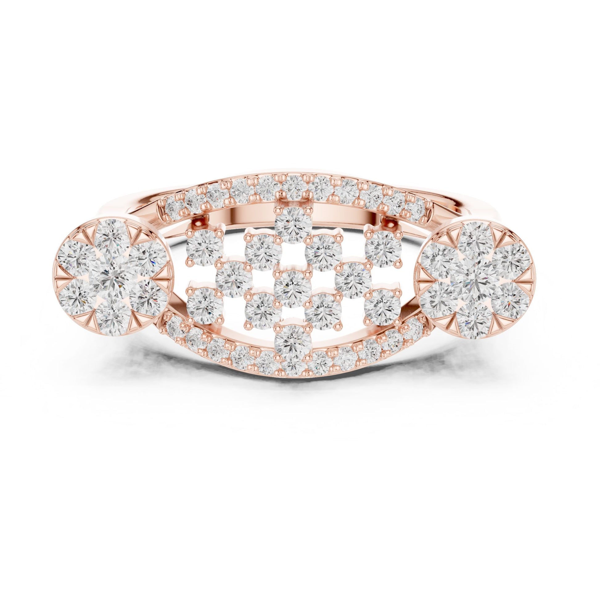 Round Lab Grown Diamond Cluster Engagement Ring