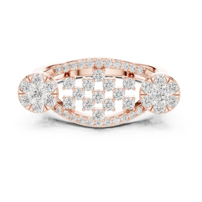 Round Lab Grown Diamond Cluster Engagement Ring