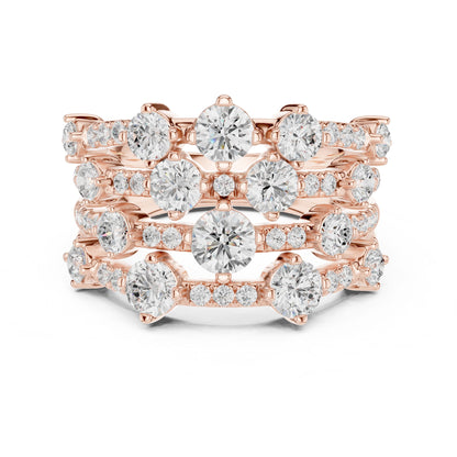 Round Lab Grown Diamond Cluster Engagement Ring