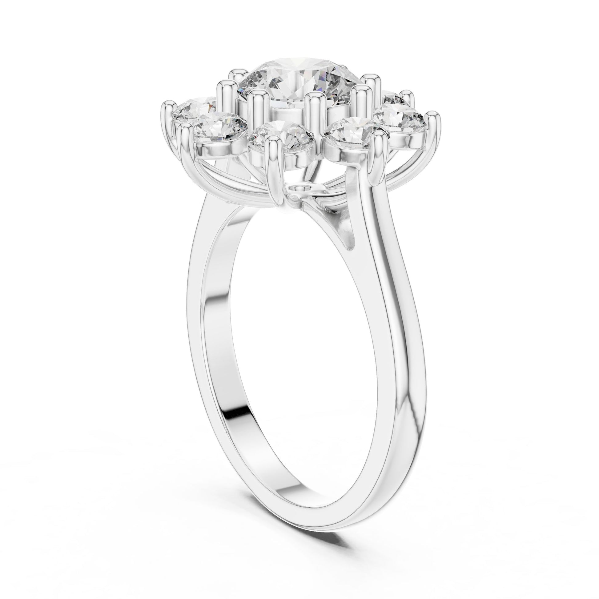 Round Lab Grown Diamond Cluster Engagement Ring