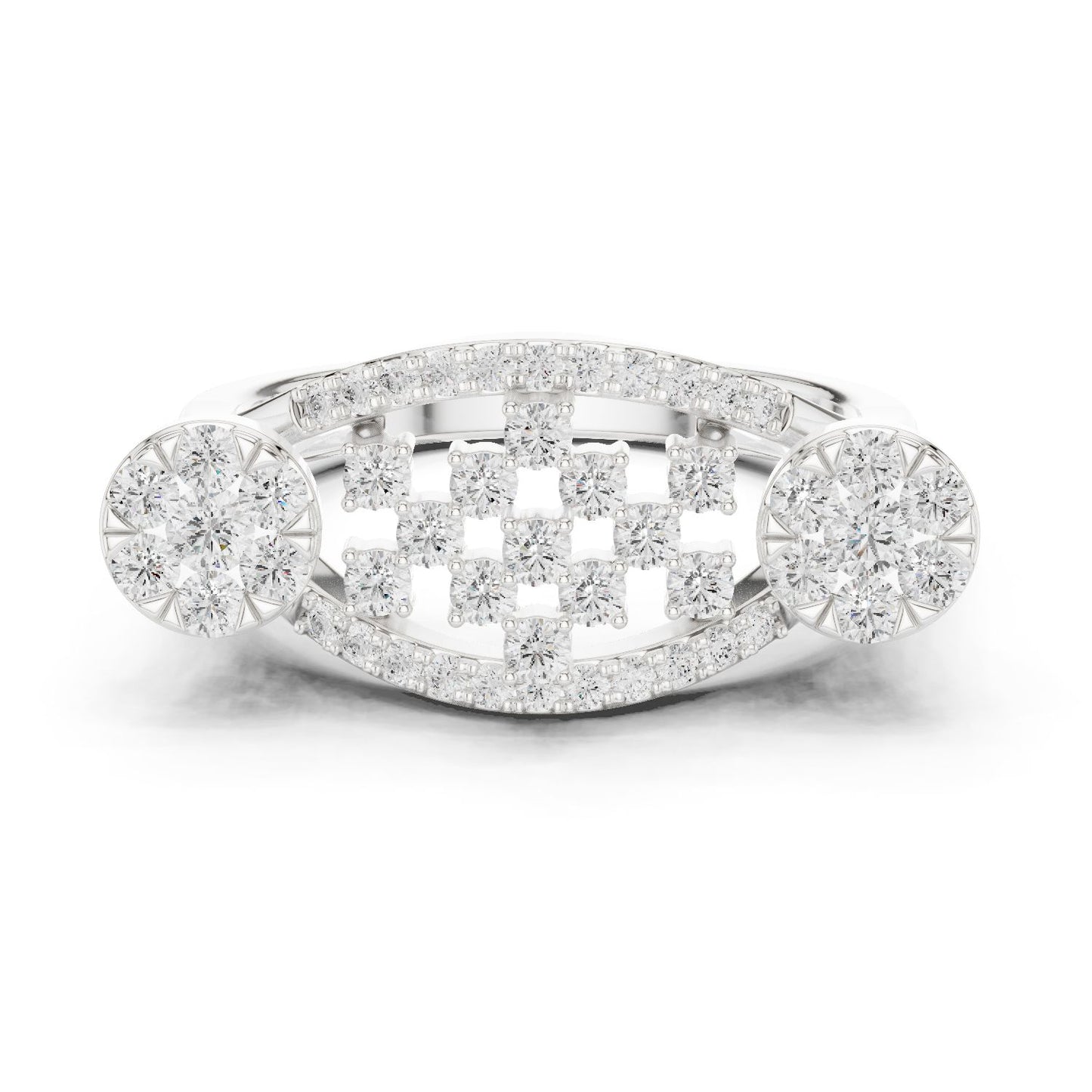 Round Lab Grown Diamond Cluster Engagement Ring