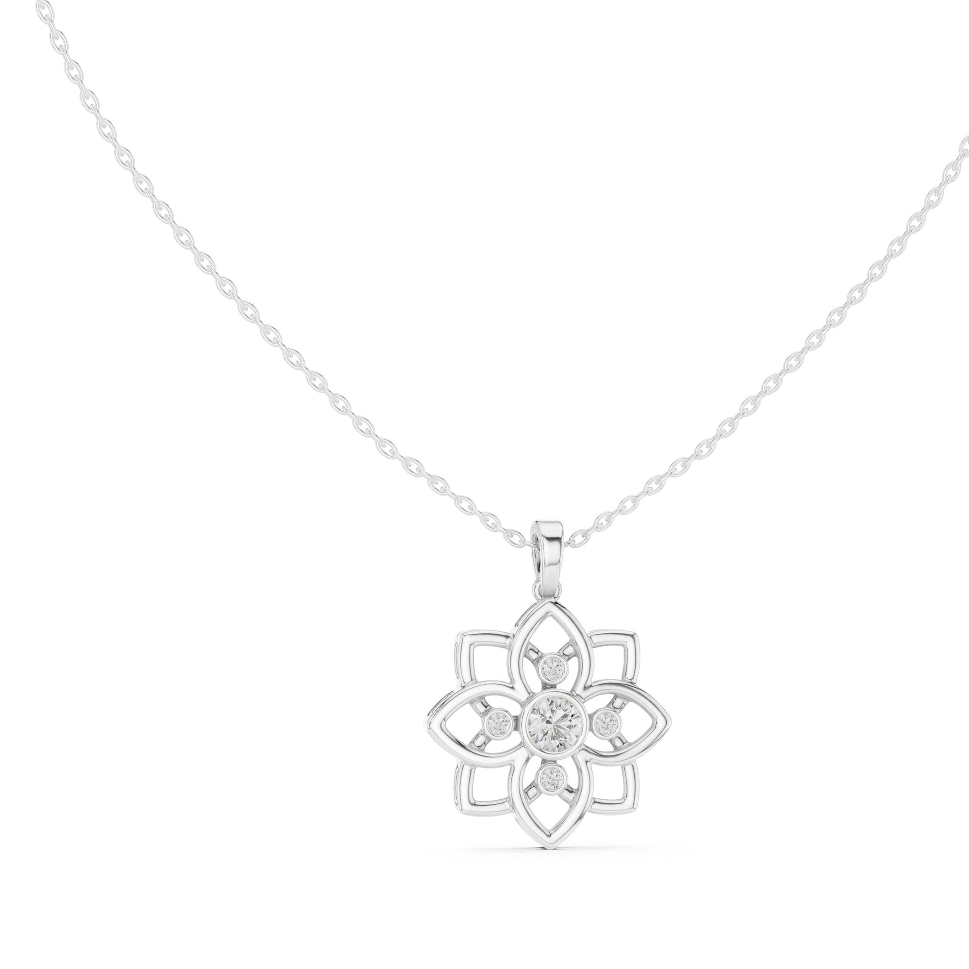 Round Lab Grown Diamond Cluster Pendant