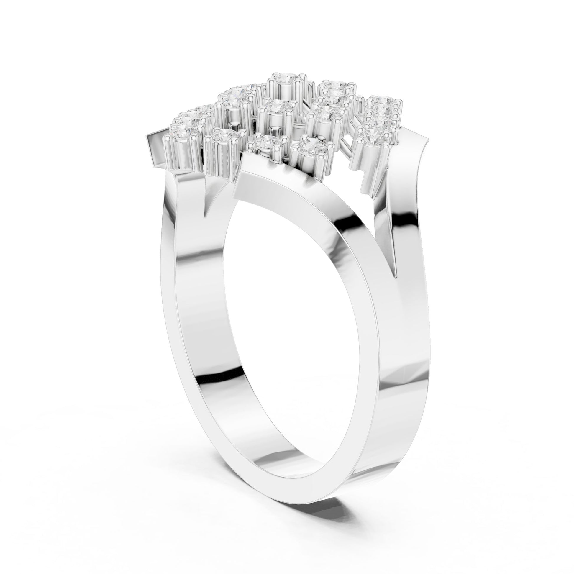 Round Lab Grown Diamond Cluster Engagement Ring
