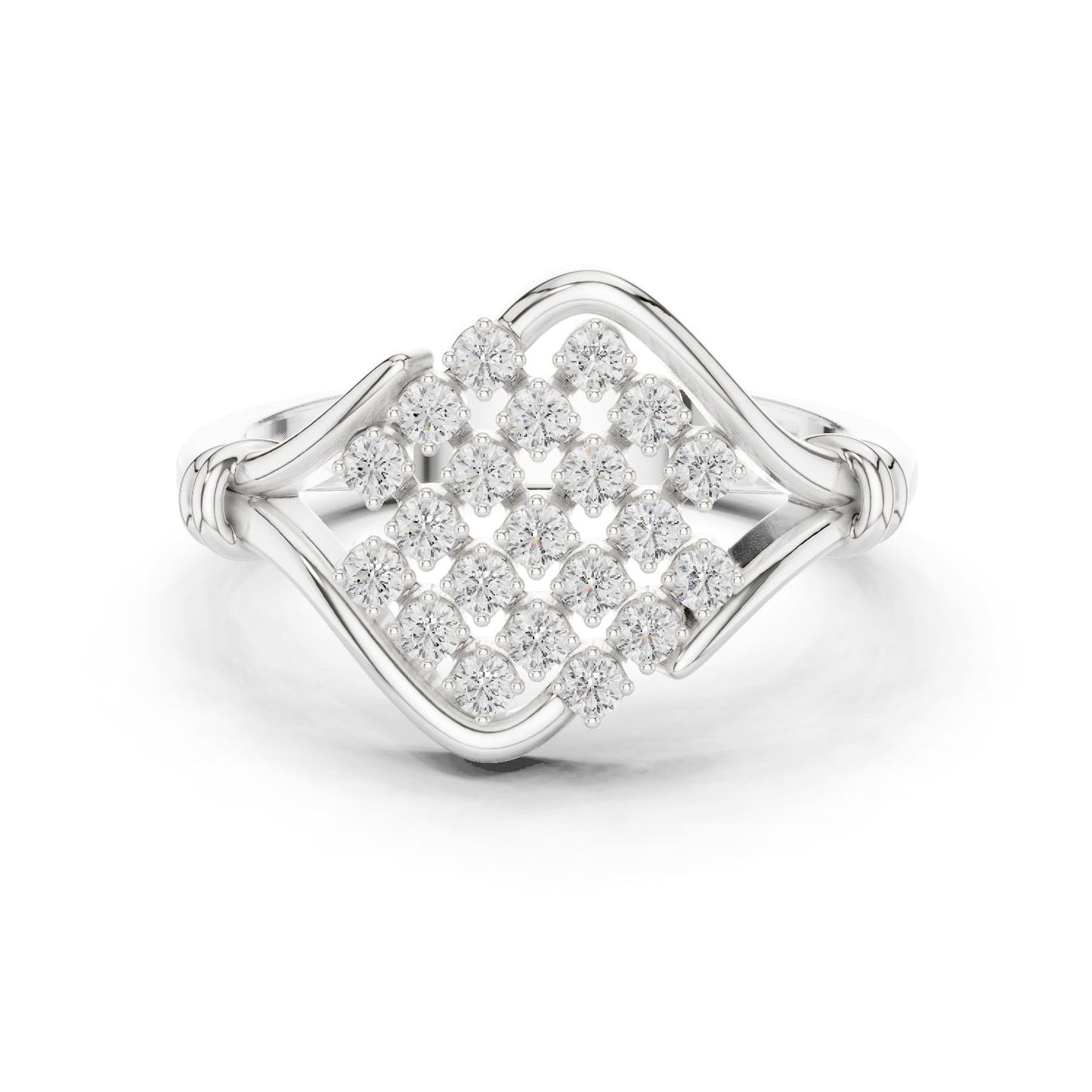 Round Lab Grown Diamond Cluster Engagement Ring
