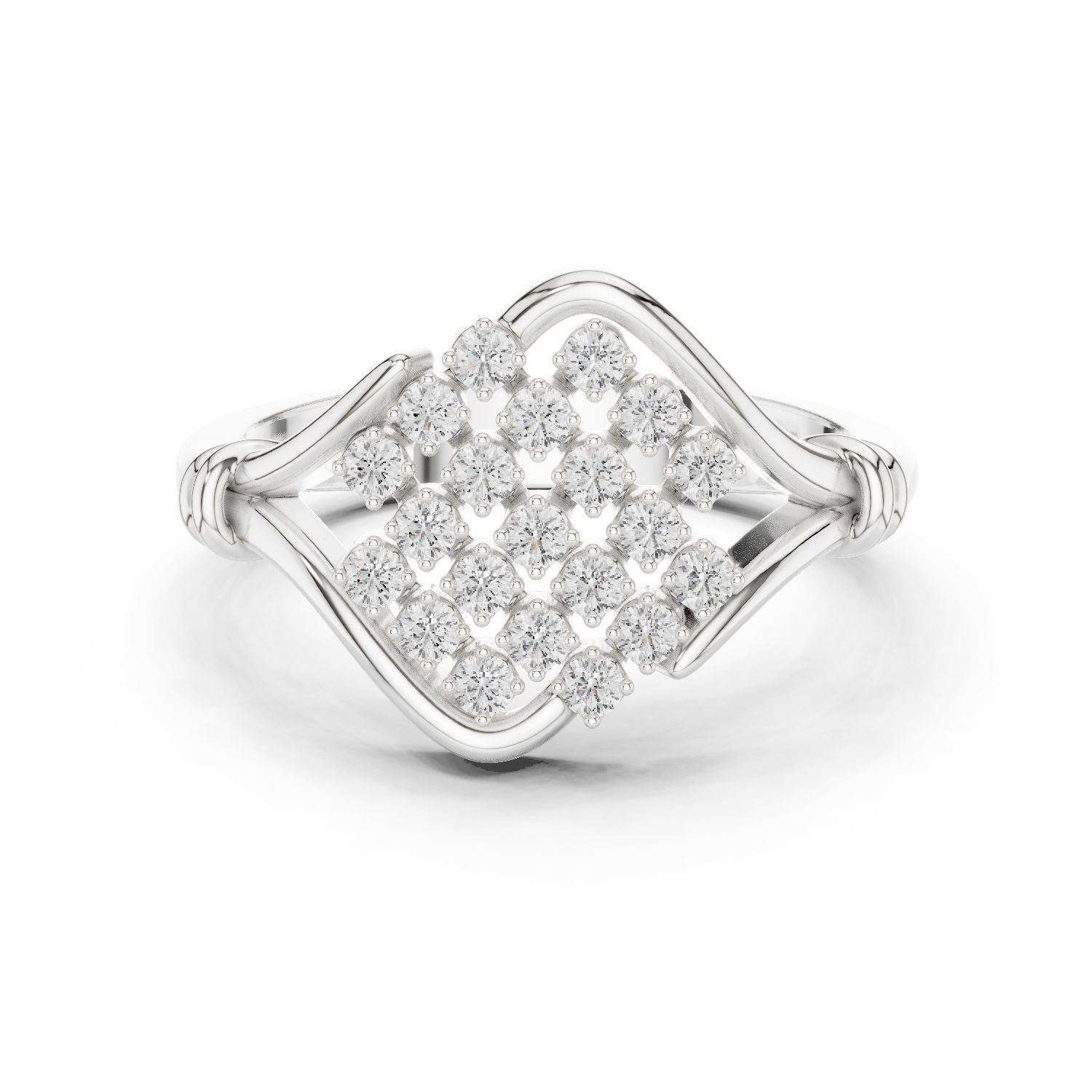 Round Lab Grown Diamond Cluster Engagement Ring