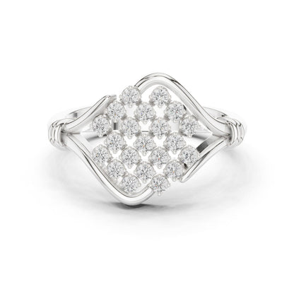 Round Lab Grown Diamond Cluster Engagement Ring