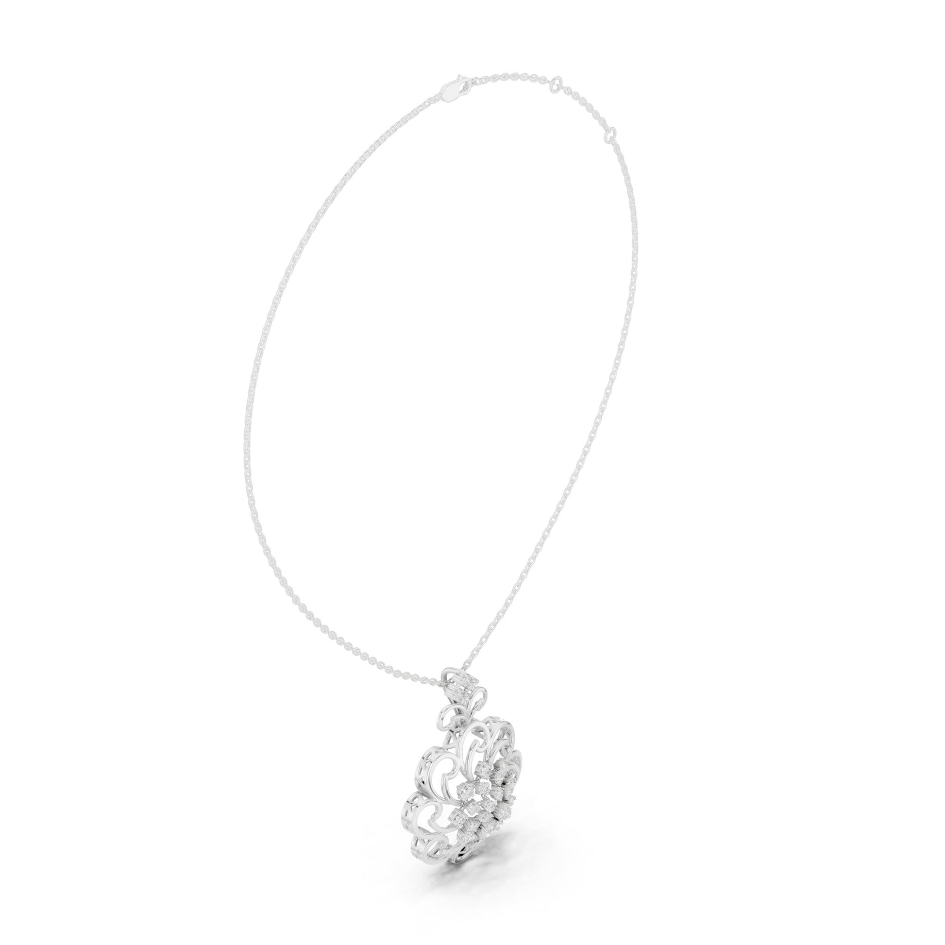 Round Lab Grown Diamond Cluster Pendant