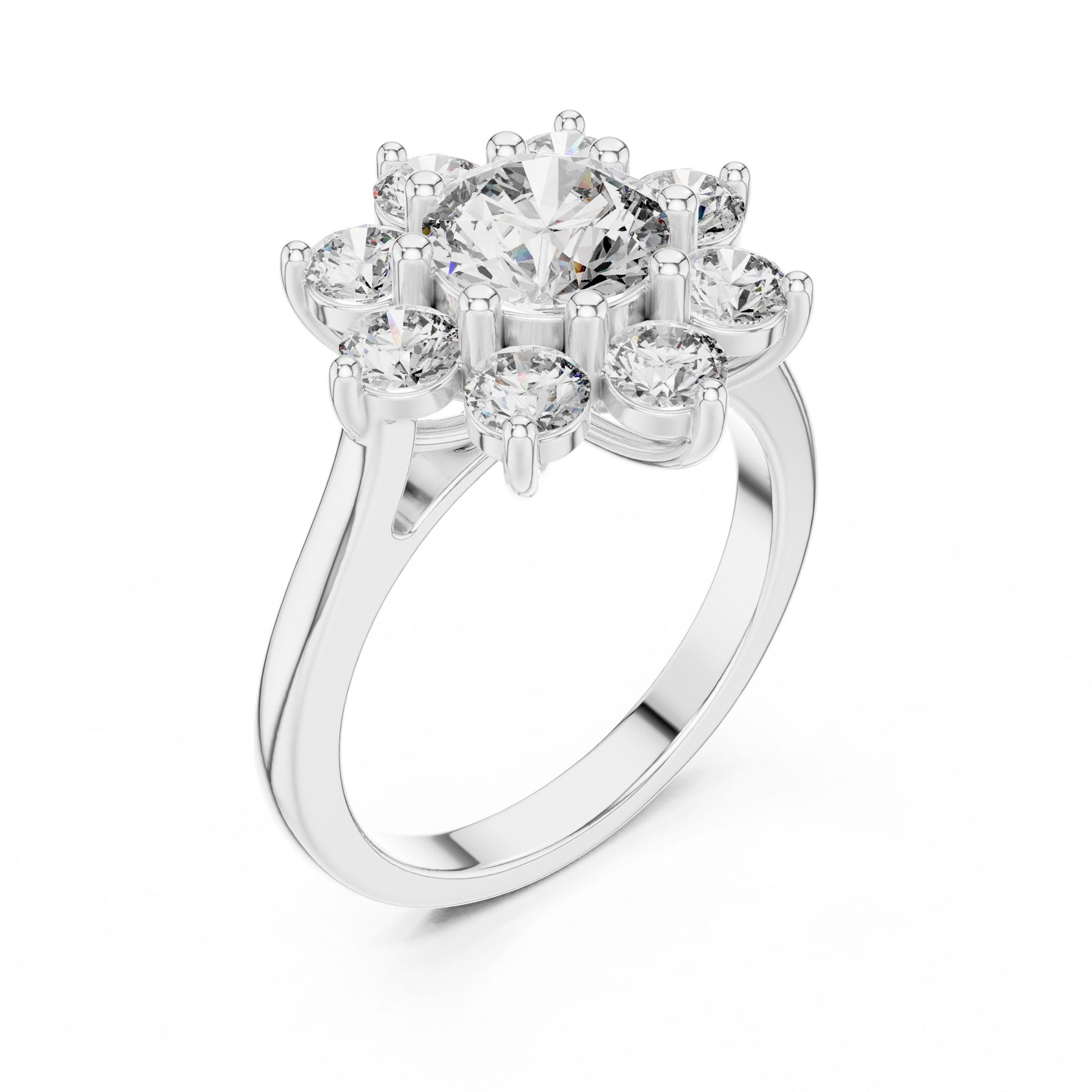 Round Lab Grown Diamond Cluster Engagement Ring