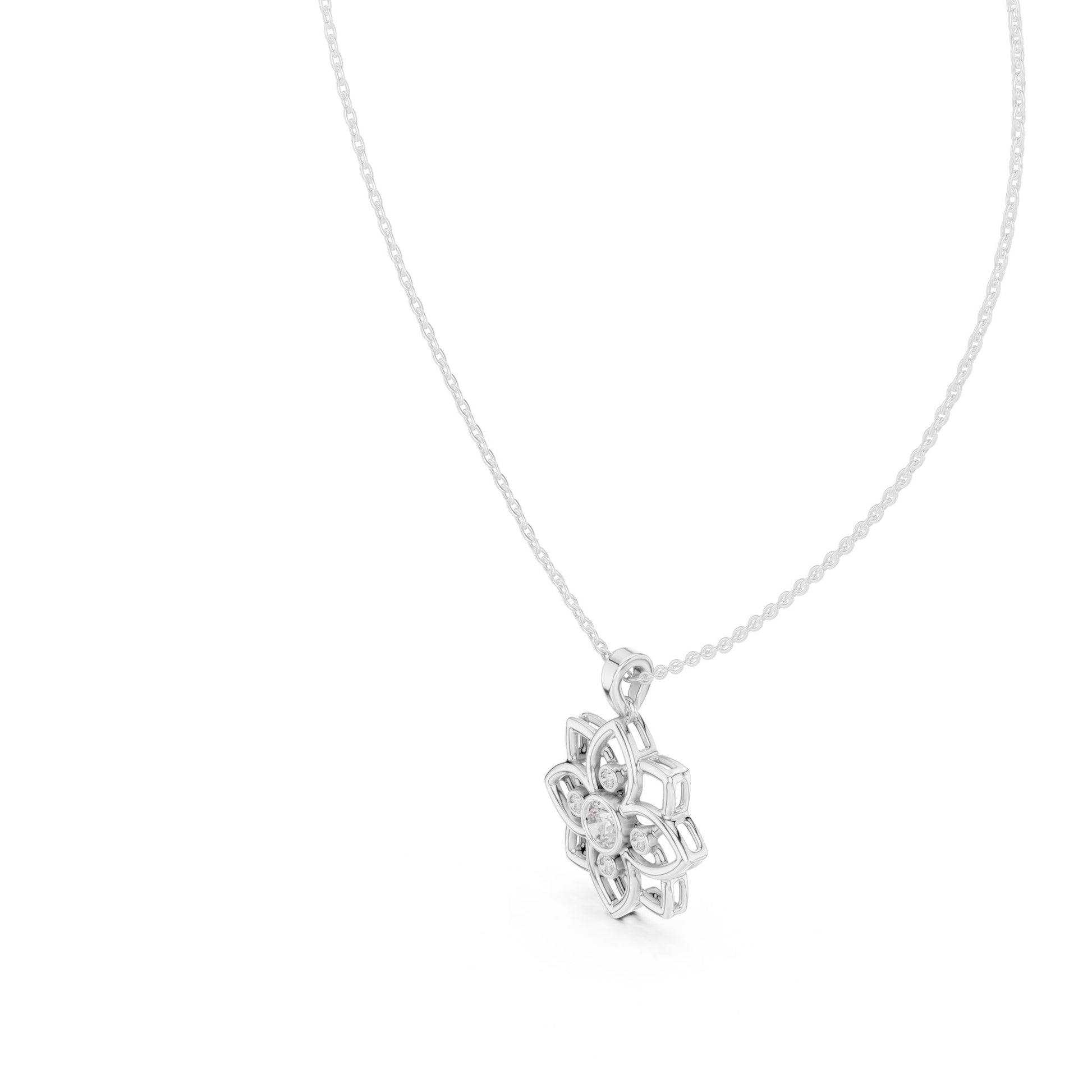 Round Lab Grown Diamond Cluster Pendant
