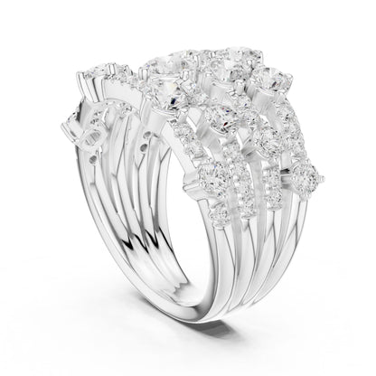 Round Lab Grown Diamond Cluster Engagement Ring