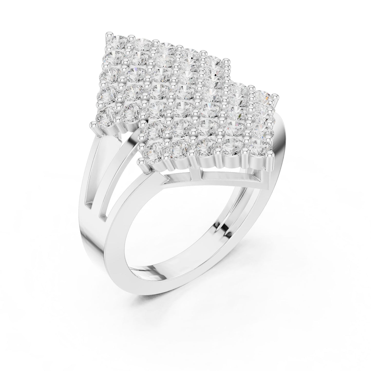Round Lab Grown Diamond Cluster Engagement Ring