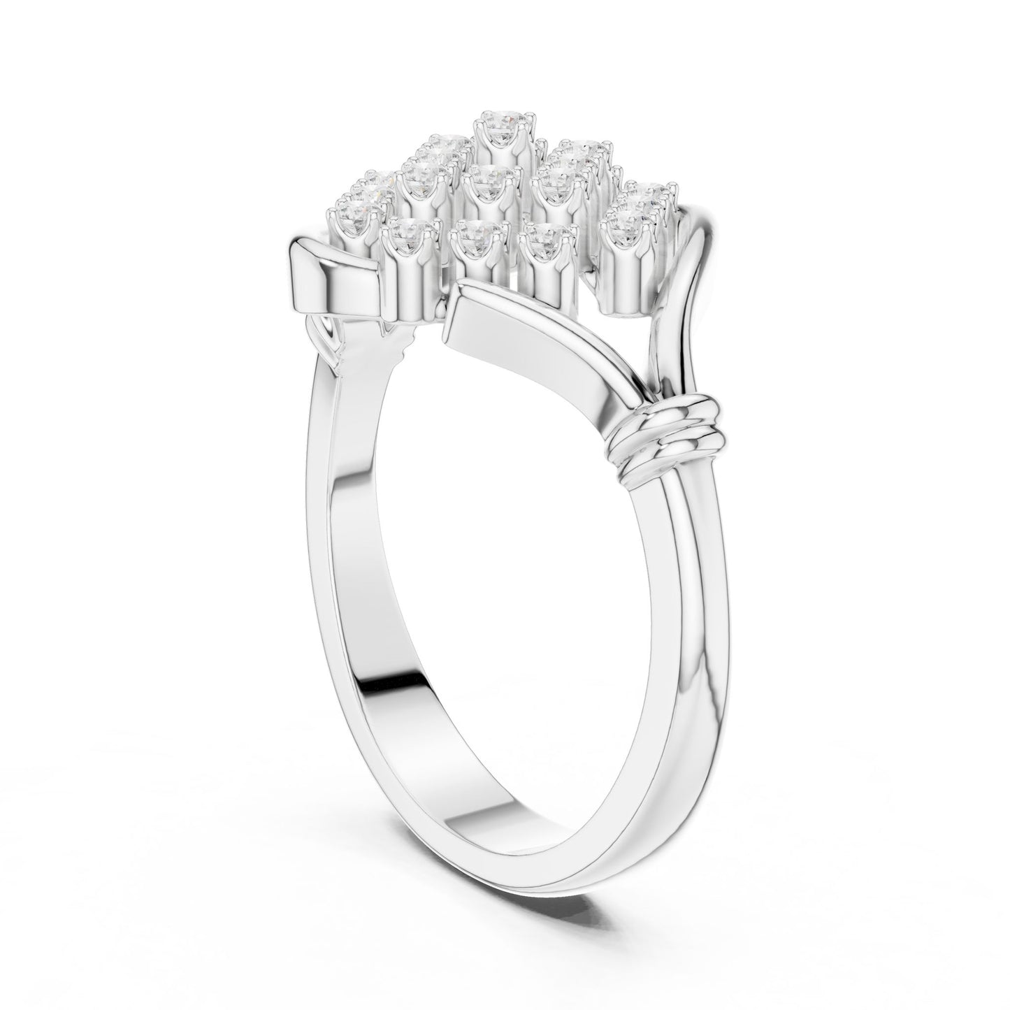 Round Lab Grown Diamond Cluster Engagement Ring
