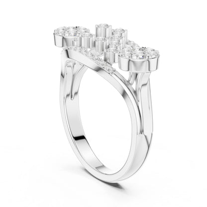 Round Lab Grown Diamond Cluster Engagement Ring