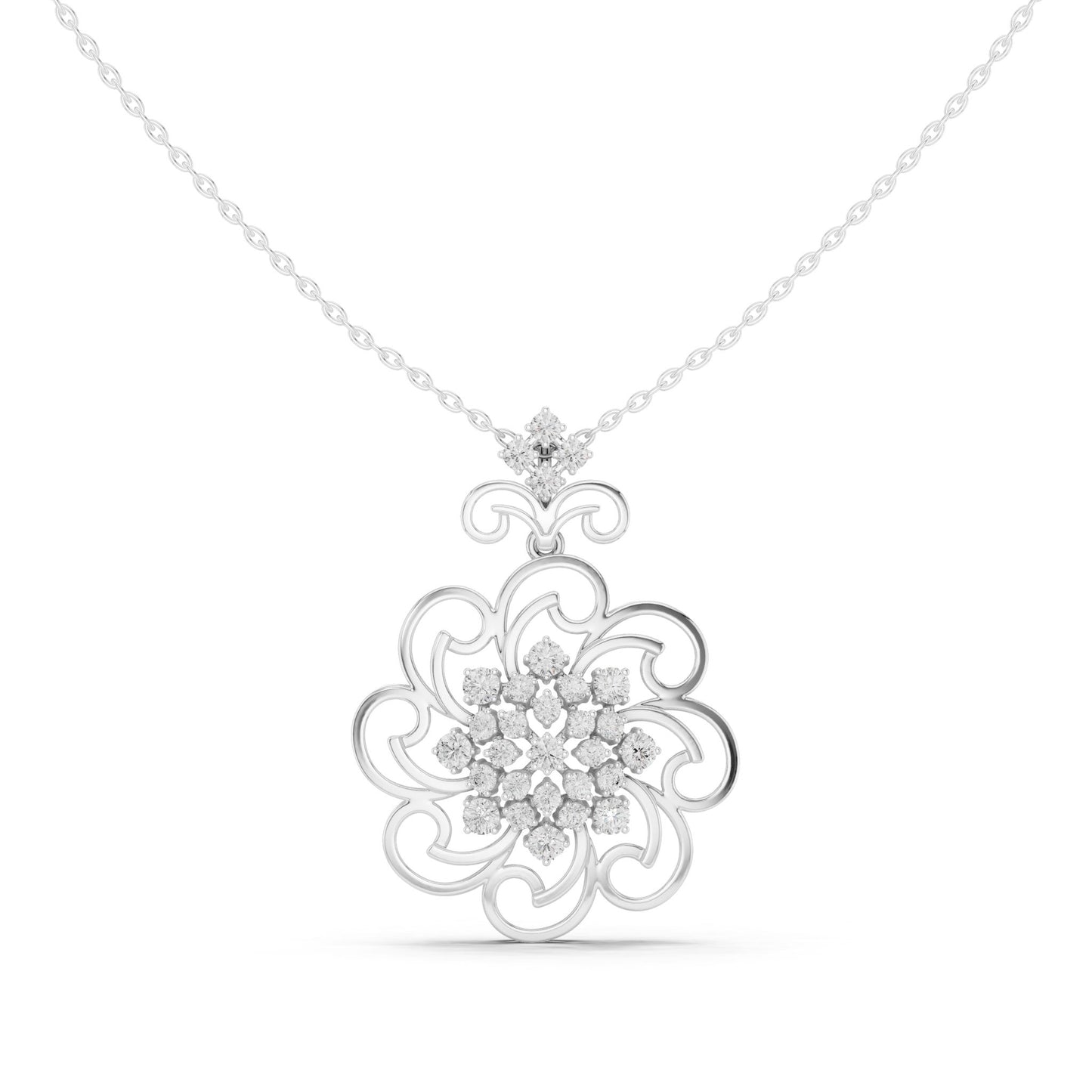 Round Lab Grown Diamond Cluster Pendant