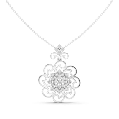 Round Lab Grown Diamond Cluster Pendant