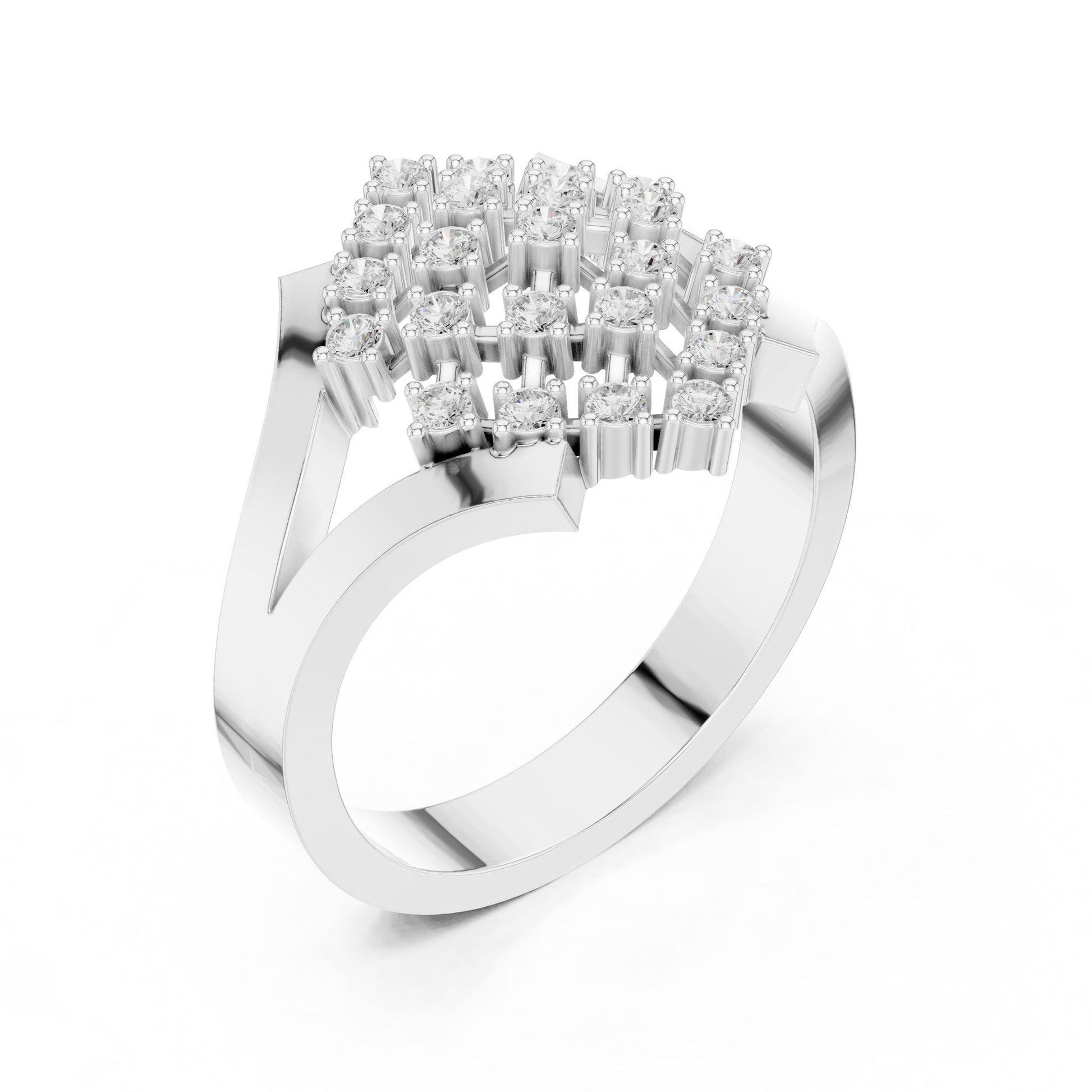 Round Lab Grown Diamond Cluster Engagement Ring