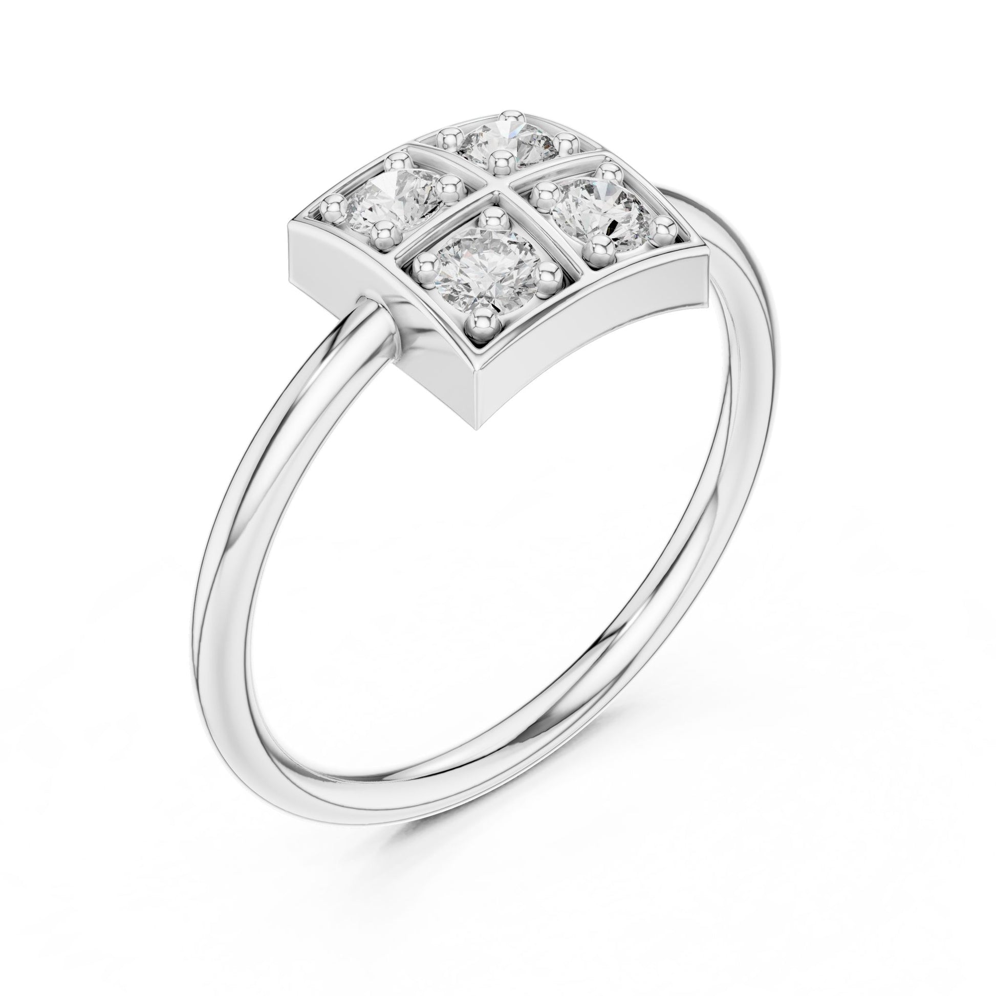 Round Lab Grown Diamond Cluster Engagement Ring