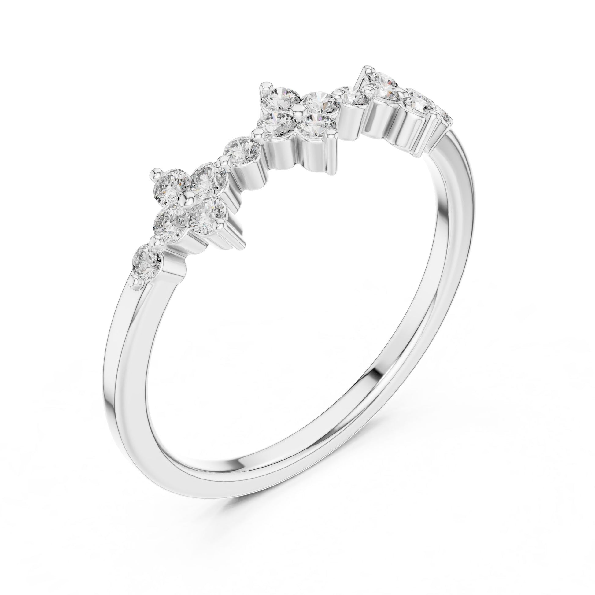 Round Lab Grown Diamond Cluster Engagement Ring