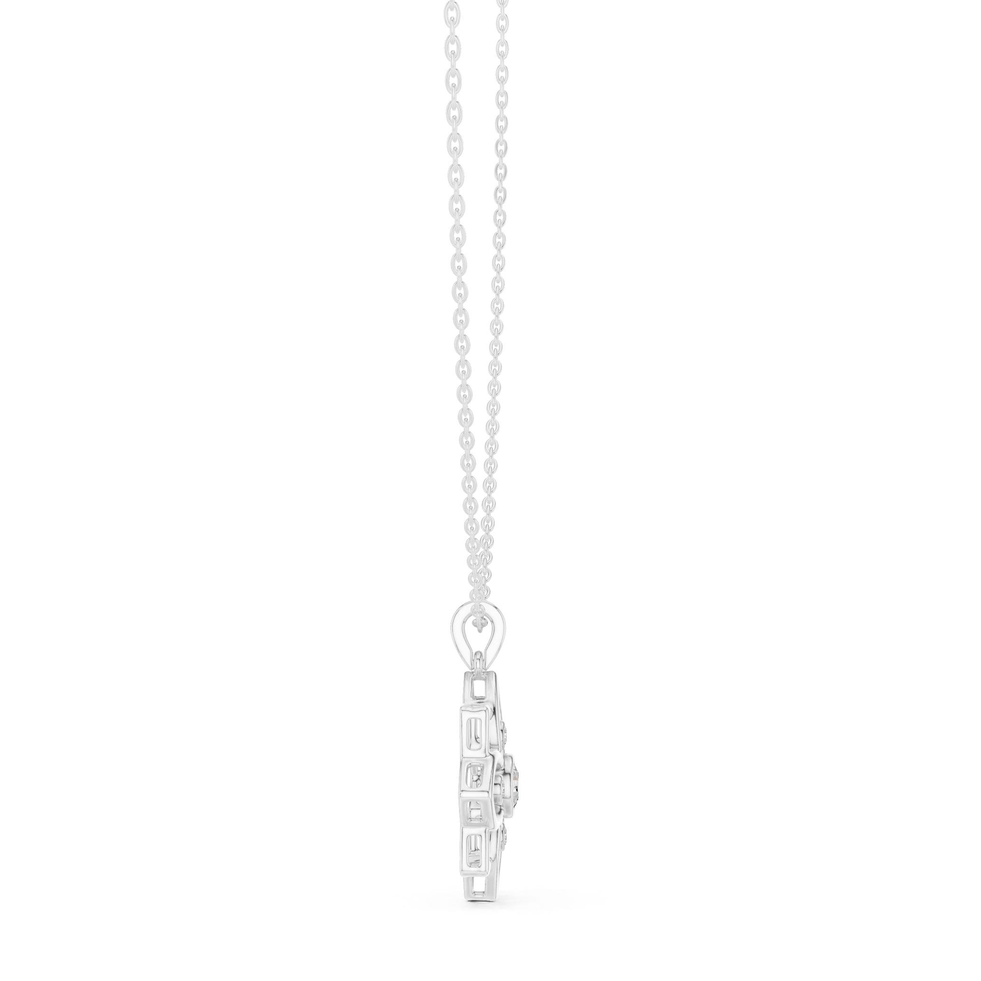Round Lab Grown Diamond Cluster Pendant