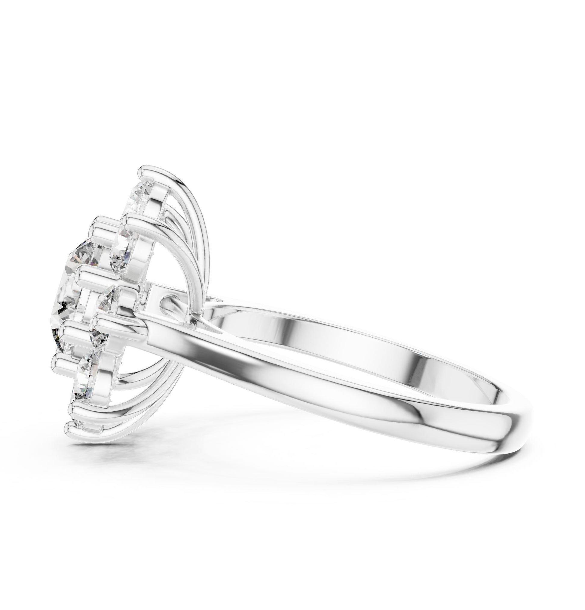Round Lab Grown Diamond Cluster Engagement Ring