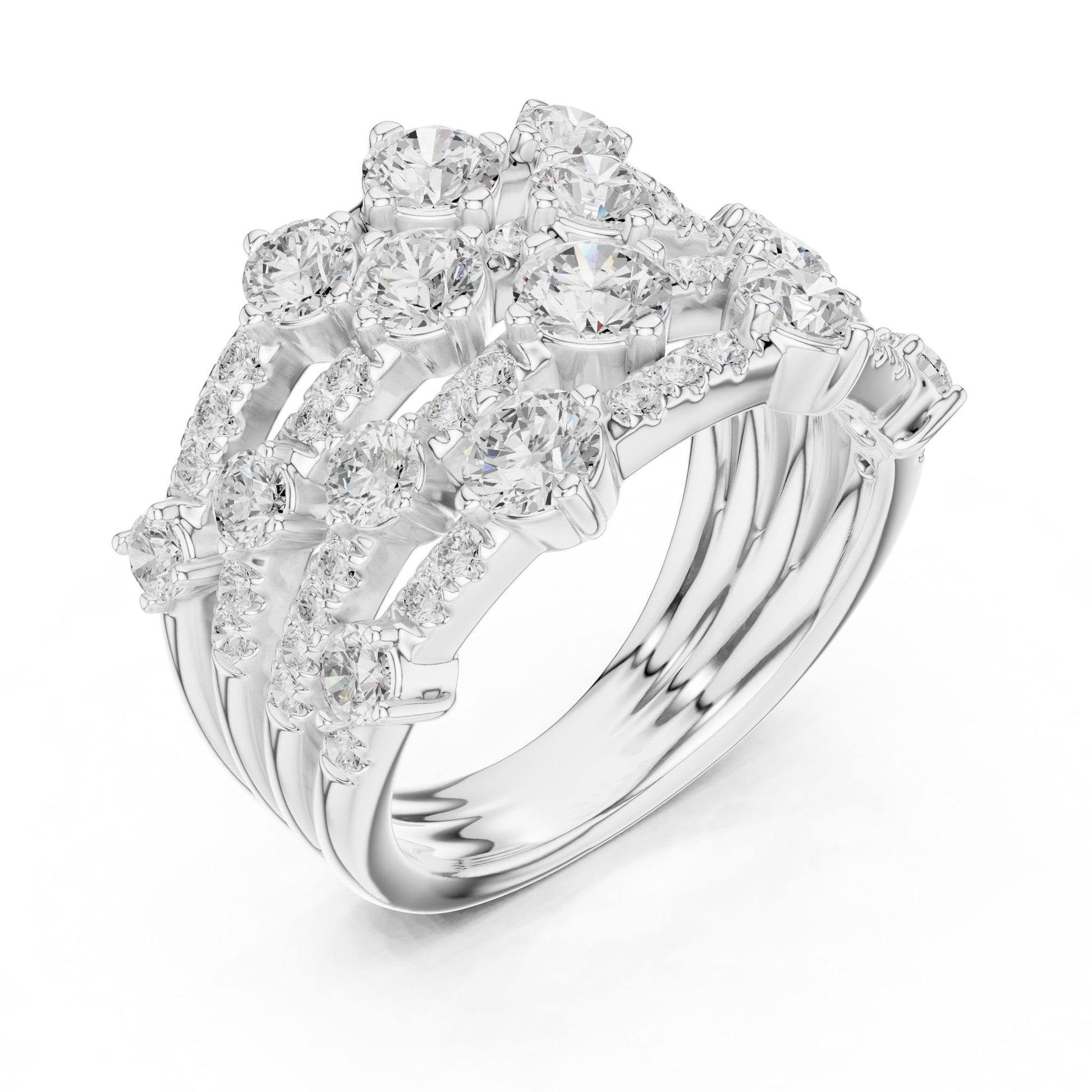 Round Lab Grown Diamond Cluster Engagement Ring