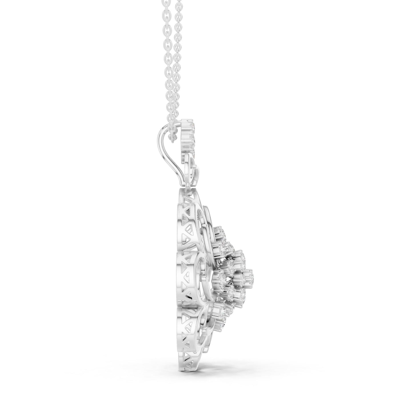 Round Lab Grown Diamond Cluster Pendant