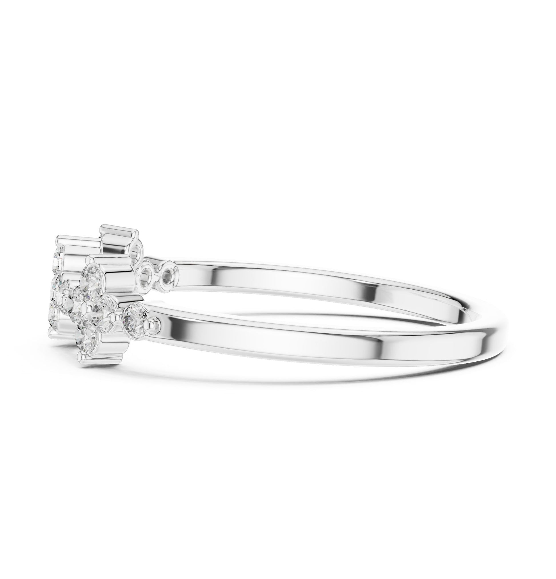 Round Lab Grown Diamond Cluster Engagement Ring