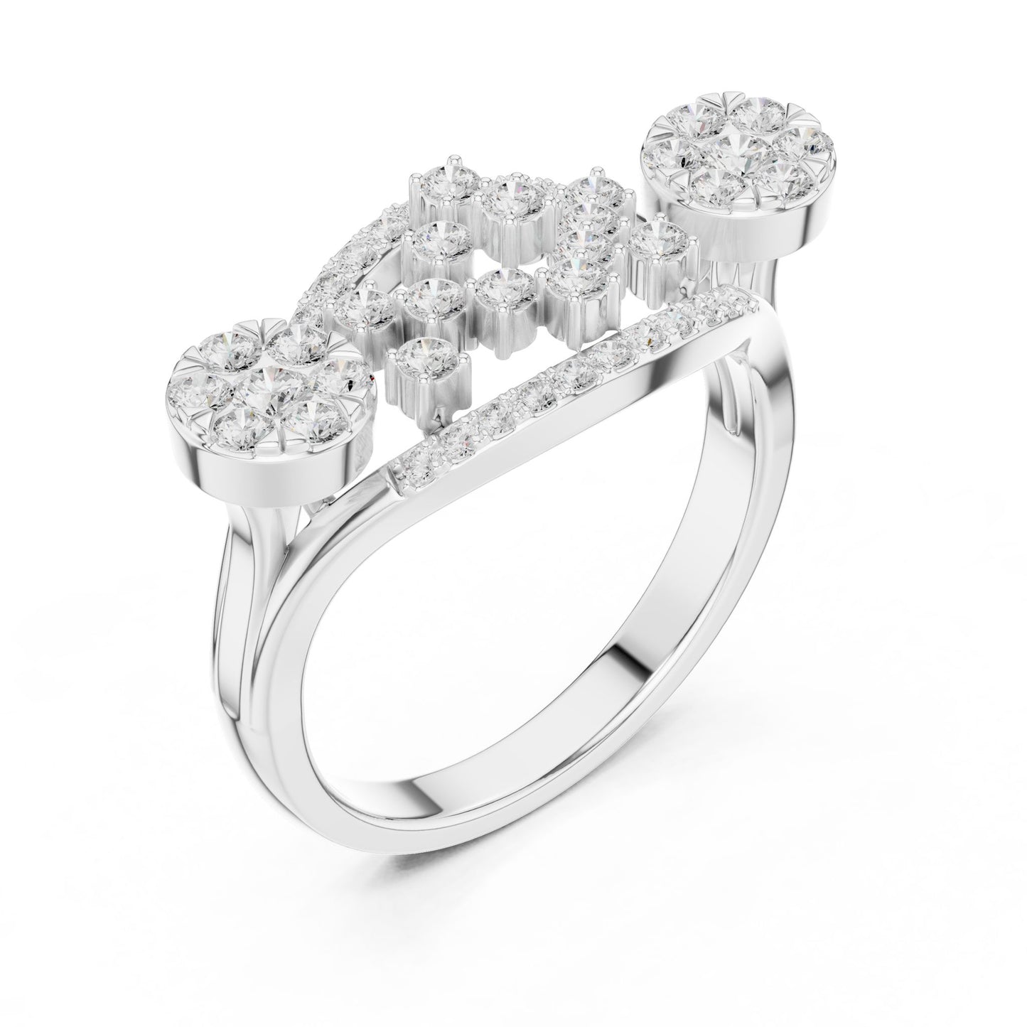 Round Lab Grown Diamond Cluster Engagement Ring