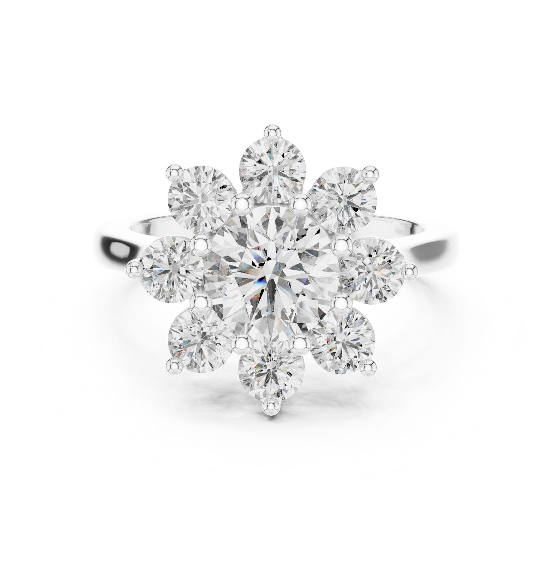 Round Lab Grown Diamond Cluster Engagement Ring