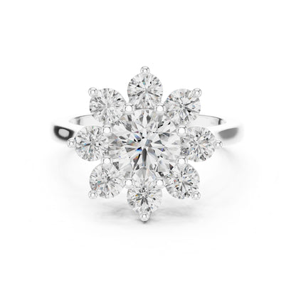 Round Lab Grown Diamond Cluster Engagement Ring