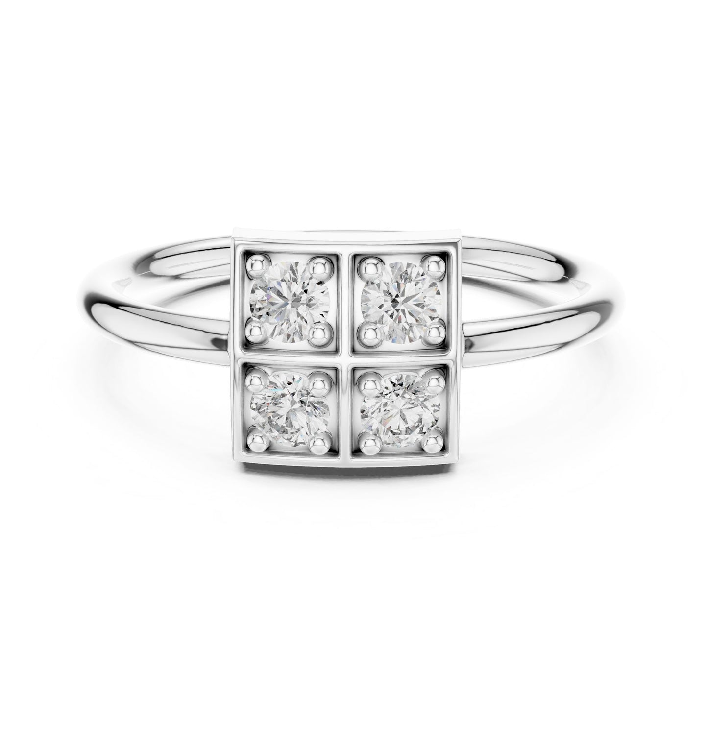 Round Lab Grown Diamond Cluster Engagement Ring