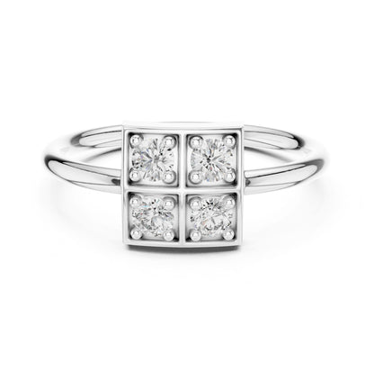 Round Lab Grown Diamond Cluster Engagement Ring
