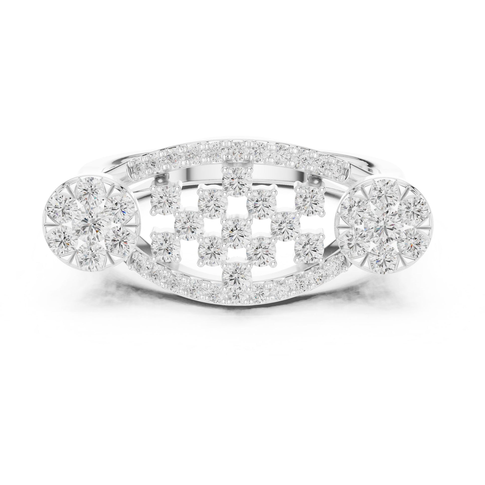 Round Lab Grown Diamond Cluster Engagement Ring