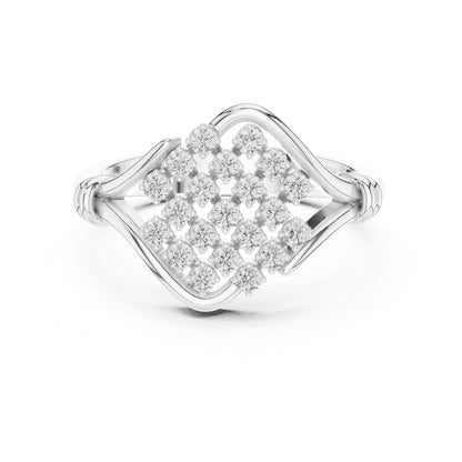 Round Lab Grown Diamond Cluster Engagement Ring