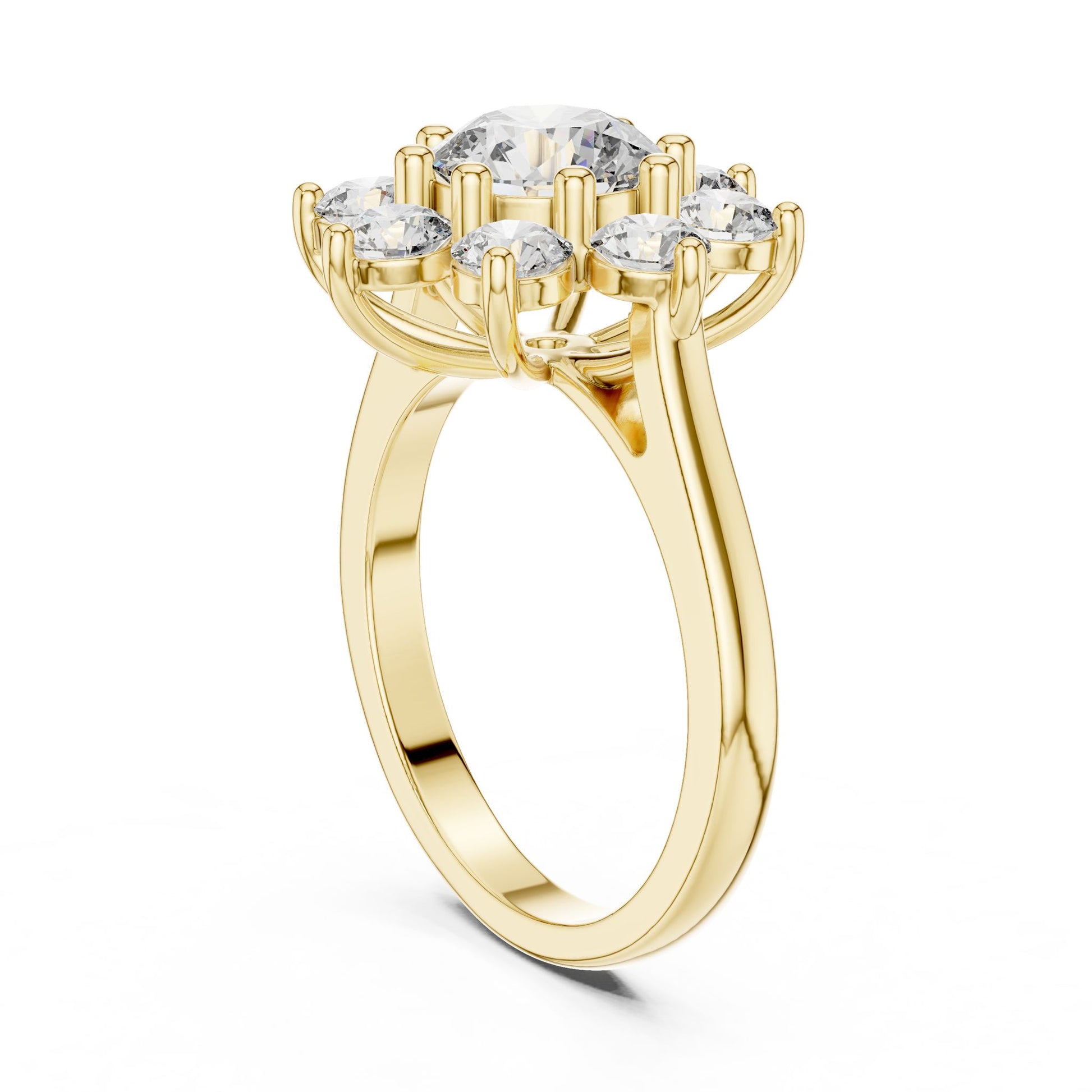 Round Lab Grown Diamond Cluster Engagement Ring