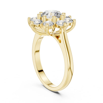 Round Lab Grown Diamond Cluster Engagement Ring