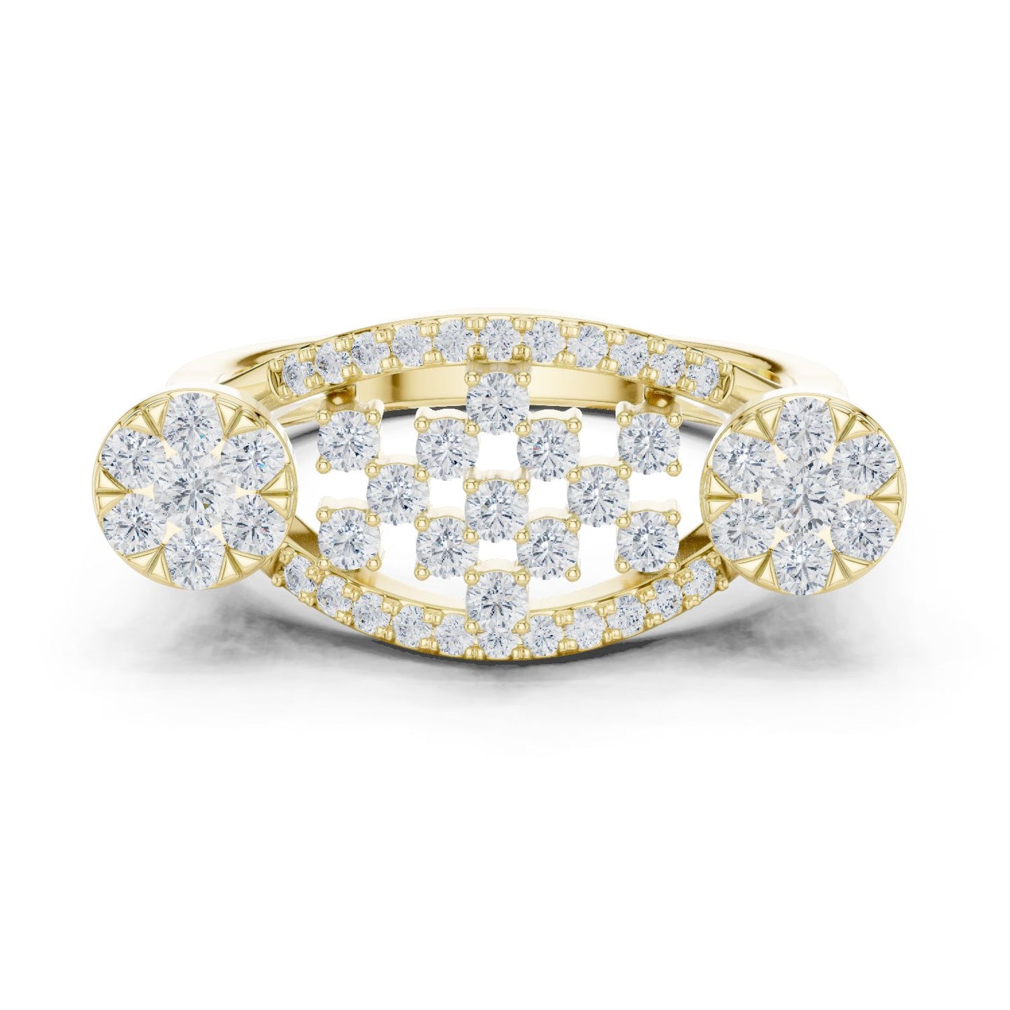 Round Lab Grown Diamond Cluster Engagement Ring