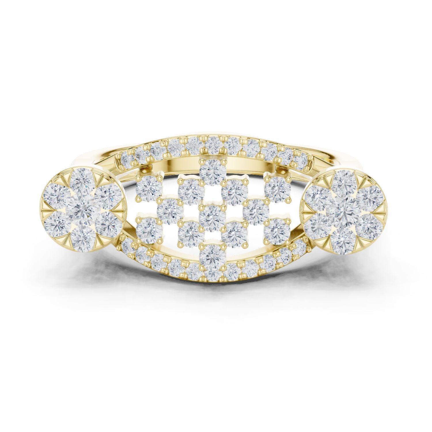 Round Lab Grown Diamond Cluster Engagement Ring
