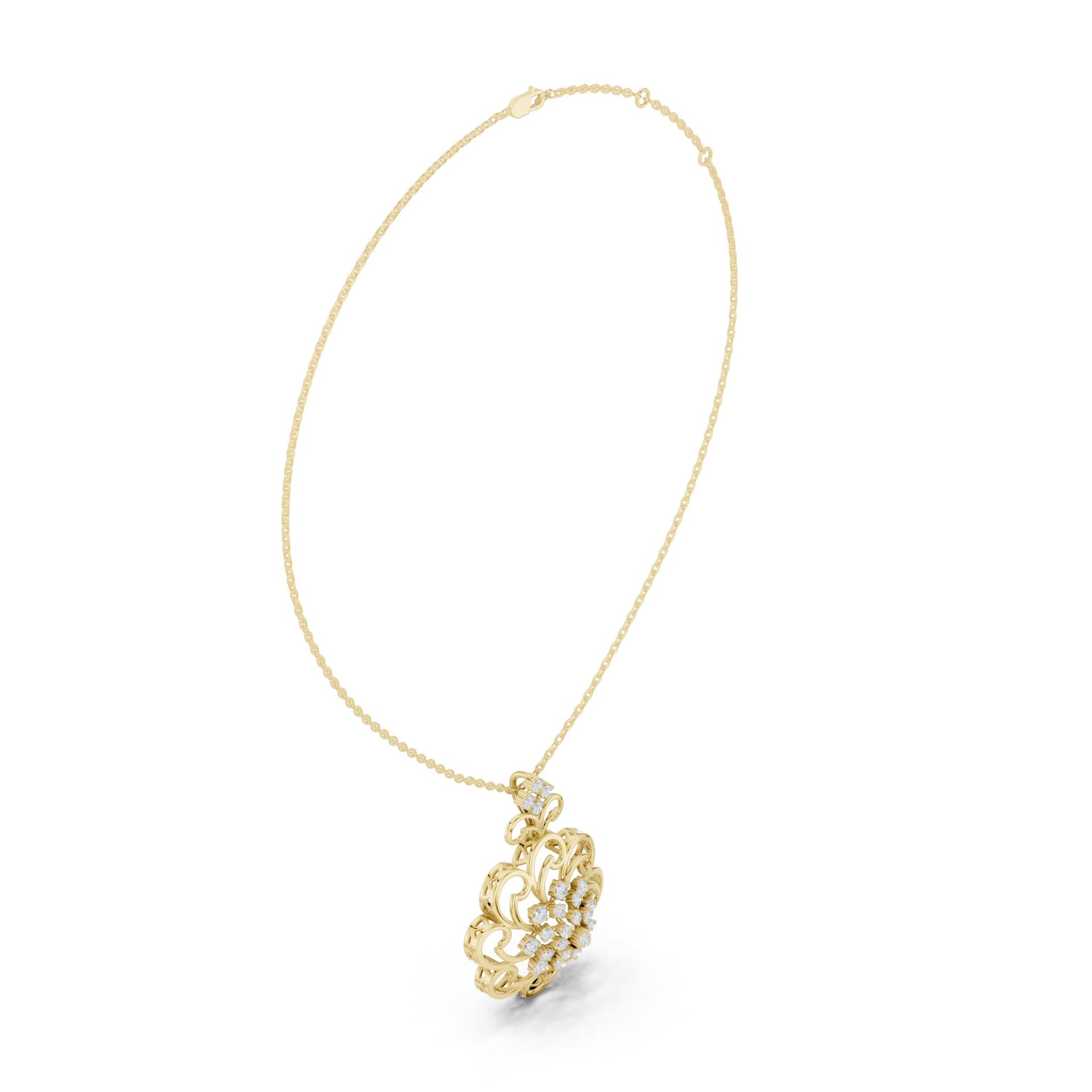 Round Lab Grown Diamond Cluster Pendant