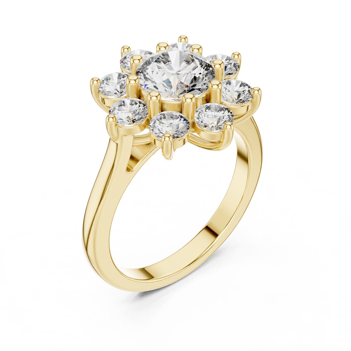 Round Lab Grown Diamond Cluster Engagement Ring