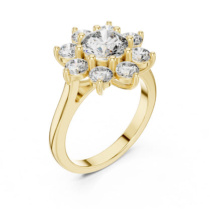 Round Lab Grown Diamond Cluster Engagement Ring