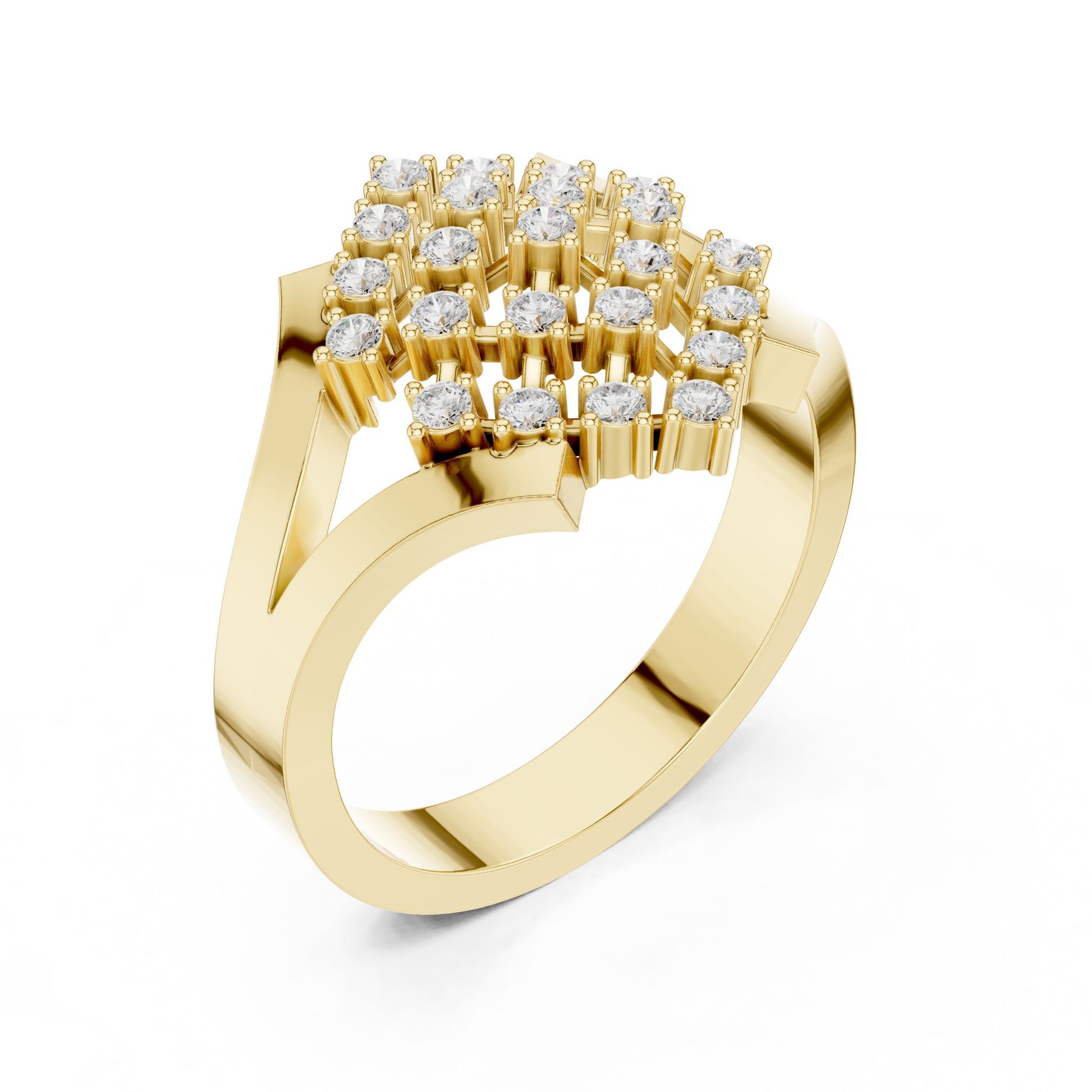 Round Lab Grown Diamond Cluster Engagement Ring